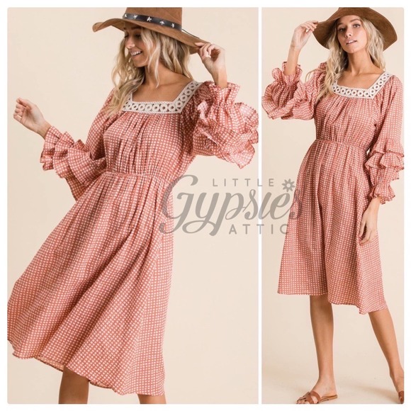 Handmade Farmhouse Prairie Midi Dress - Picture 8 of 15